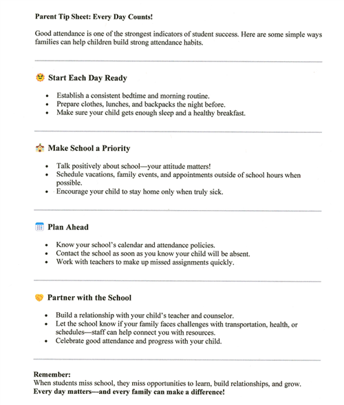 Attendance Tip Sheet! 